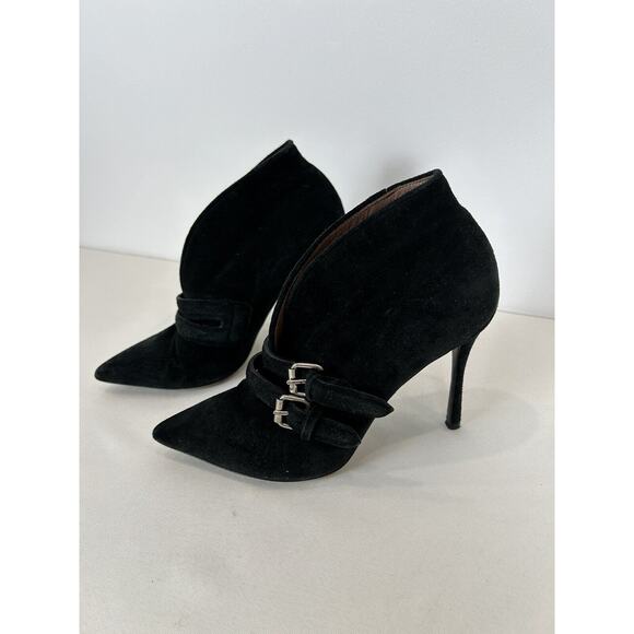 TABITHA SIMMONS Black Buckle Strap Goth Winklepicker Pointed Toe Stiletto 38 - Picture 3 of 10